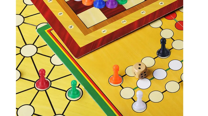 colorful board game pieces wooden
